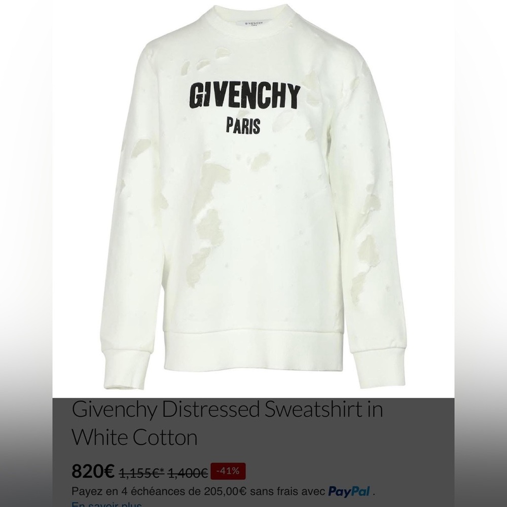 Givenchy Distressed White Sweatshirt - Picture 6 of 6